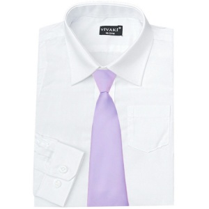 Boys White Formal Shirt & Lilac Tie